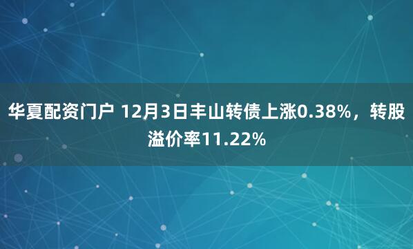 华夏配资门户 12月3日丰山转债上涨0.38%，转股溢价率11.22%